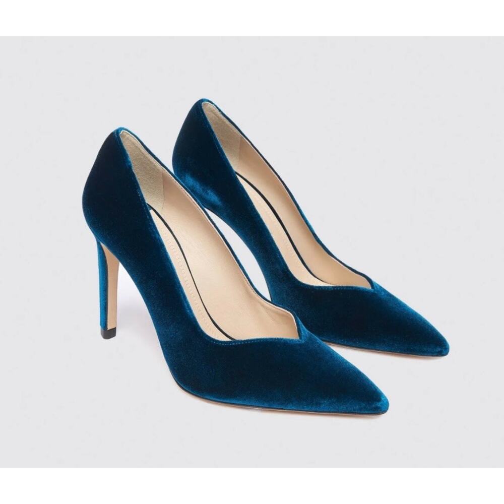 \NEW Sandro Daphnée Velvet Courts Heels in Turquoise size 38 / 7.5